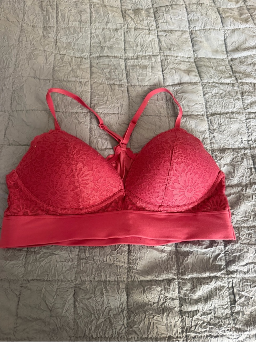 Pink Victoria’s Secret Lace Padded Bralette - Coral Pink Size Large